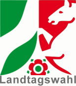 Wappenzeichen des Landes NRW mit dem Schriftzug Landtagswahl