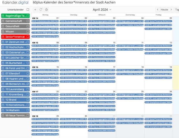 Veranstaltungskalender mit Auswahl