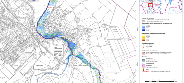 Karte mit betroffenen Hochwassergebieten