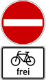 Verkehrszeichen 267 Verbot der Einfahrt + Verkehrszeichen 1022-10 Radfahrer frei