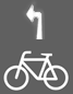 Linksabbiegepfeil, darunter Fahrradsymbol