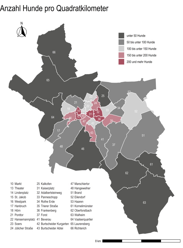 Anzahl Hunde pro Quadratkilometer