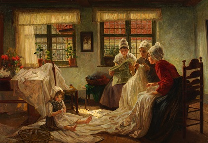 04_ Walther Firle (1859 – 1929), Nähkränzchen 1888, Öl auf Leinwand